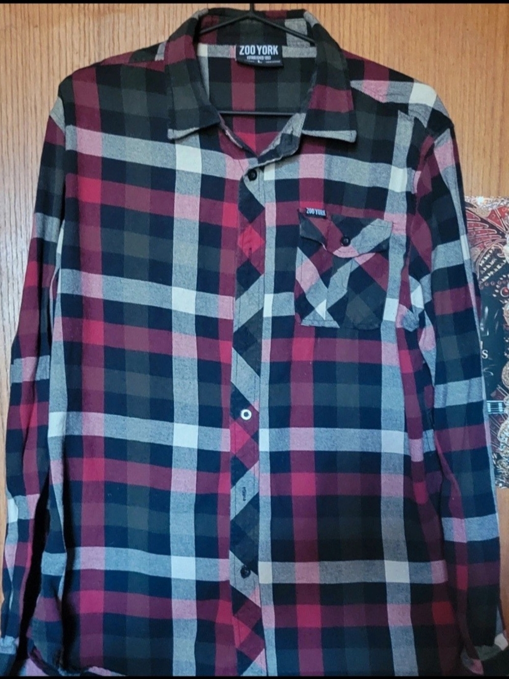 Zoo York Men’s Red & Black Plaid Button-Up Shirt